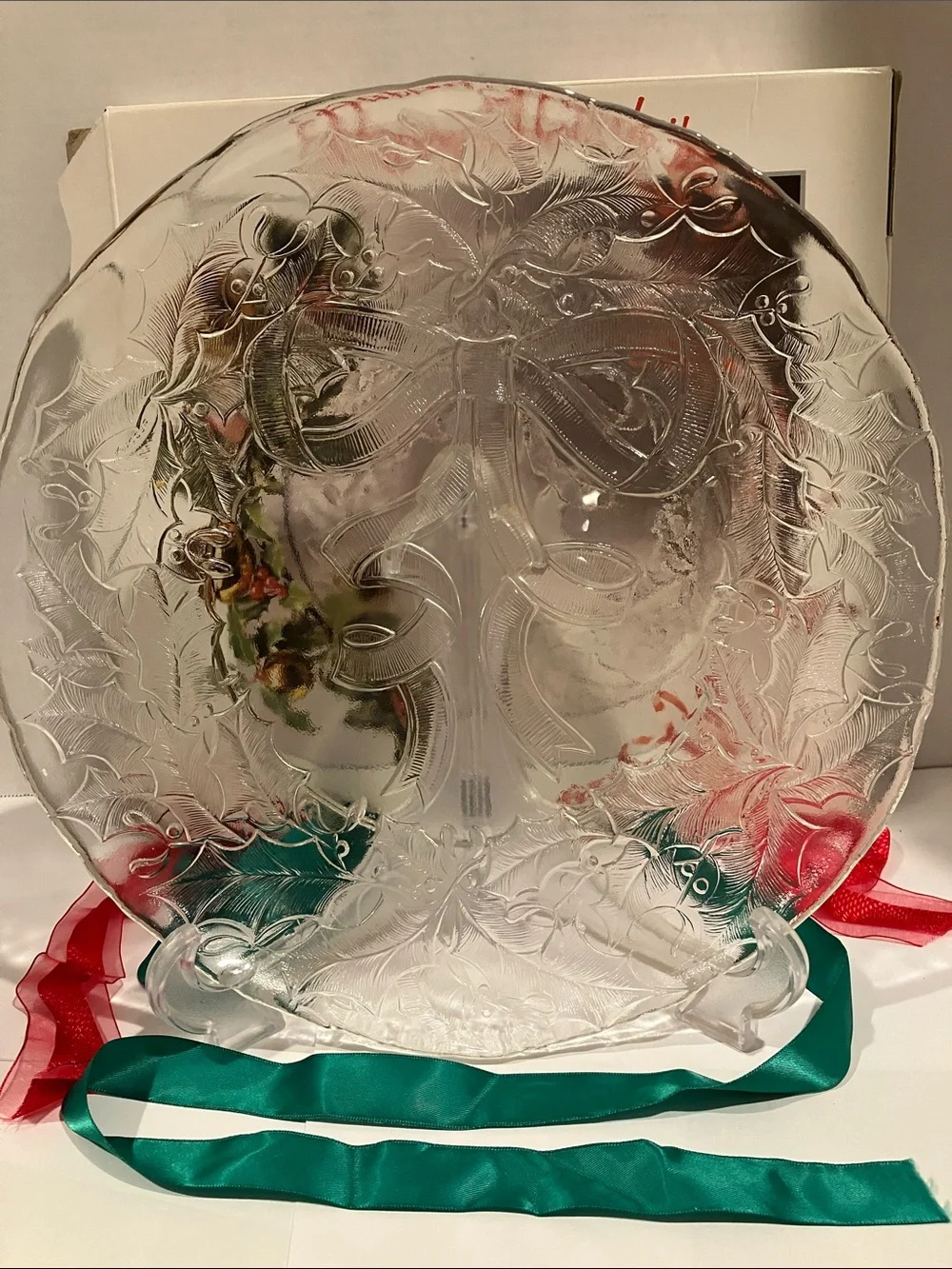 Arcoroc Silver Embossed Holiday Serving Platter